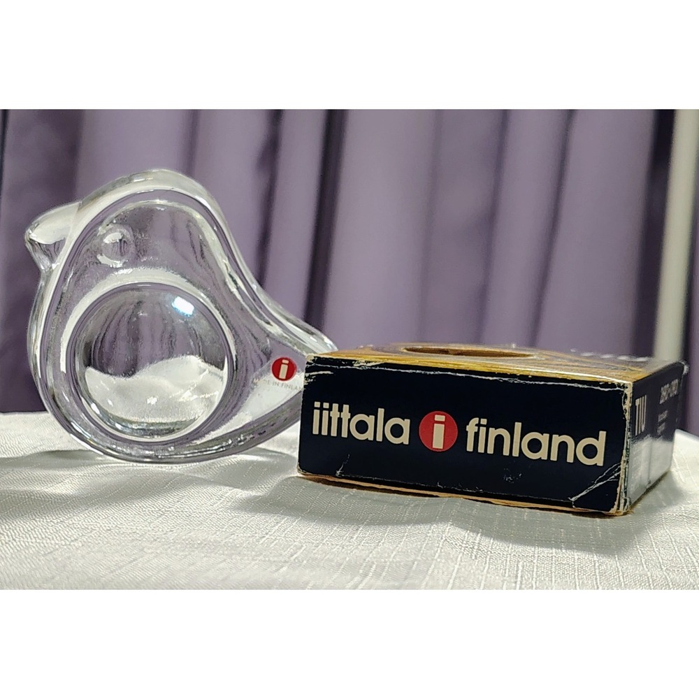IITTALA Finland Jorma Vennola Glass Egg Cup TUI Bird Shape New Open Box